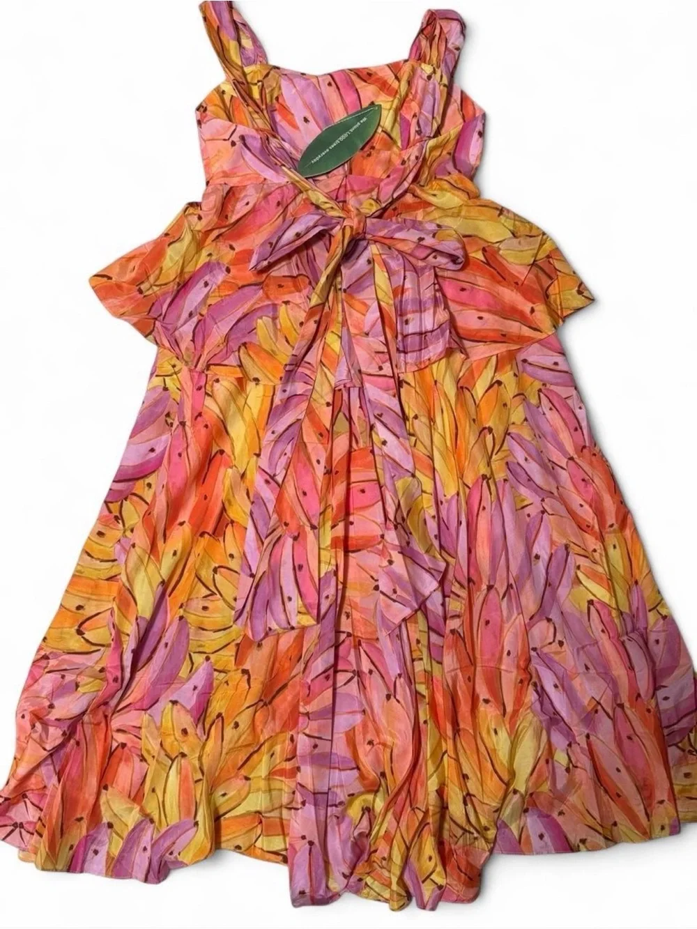 Farm Rio Layered Banana printed cotton-blend maxi dress, NWT, size L